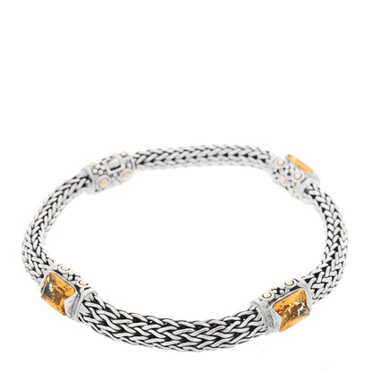 John Hardy Sterling Silver 18K Yellow Gold Citrine Station Bracelet 1 of 3