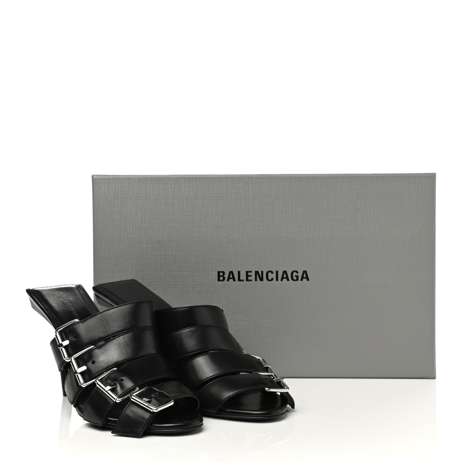 Balenciaga Shiny Sheepskin Bluckle K 80mm Sandals 38 Black 9 of 9