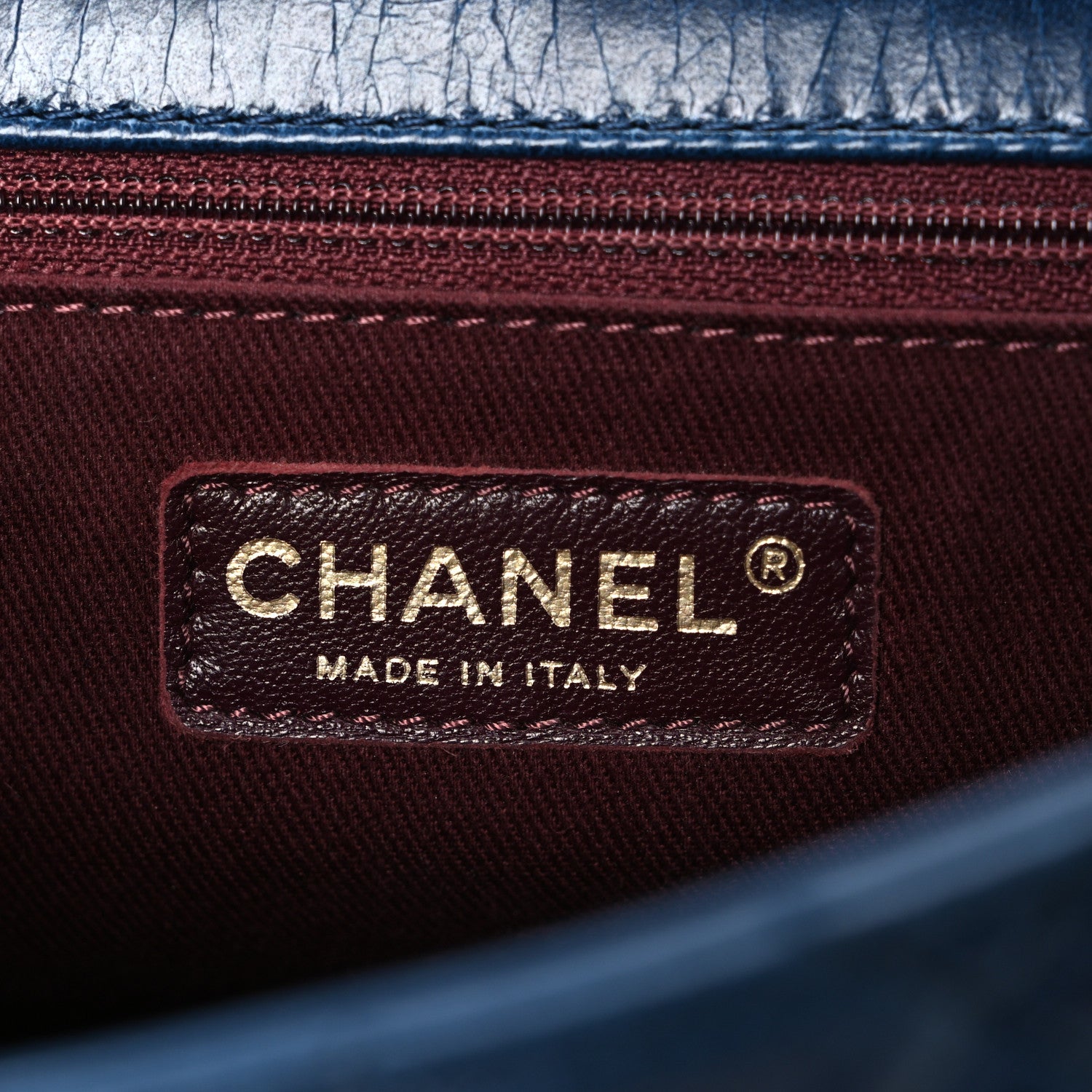 Chanel Glazed Calfskin Castle Rock Medium Flap Blue 6 of 10