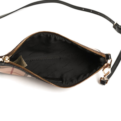 Burberry Haymarket Check Small Peyton Crossbody Clutch Bag Chocolate 5 of 12