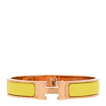 Hermes Enamel Narrow Clic Clac H Bracelet PM Jaune Tennis 1 of 6