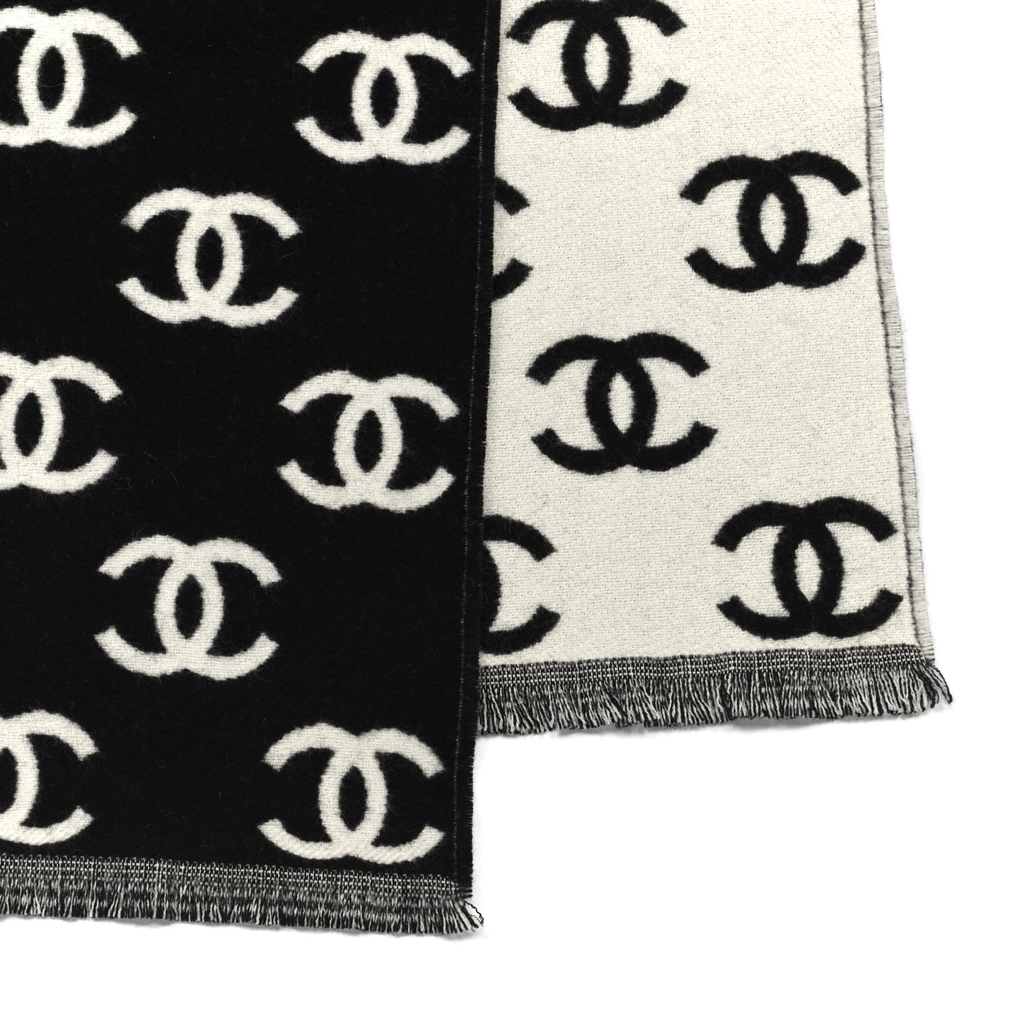 Wool Cashmere CC Scarf Black White