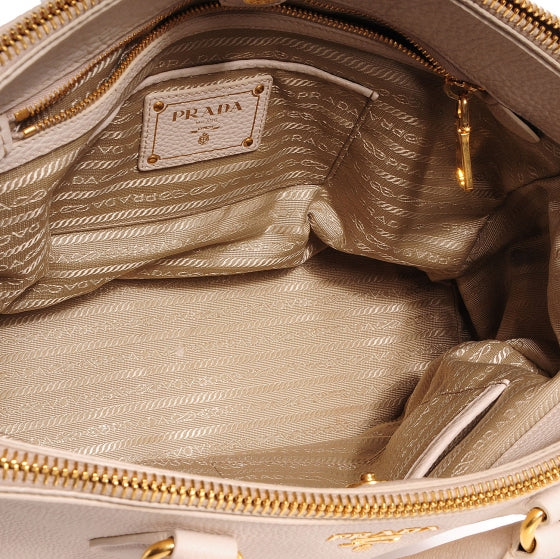 Prada Vitello Daino Large Double Zip Tote Talco 8 of 13
