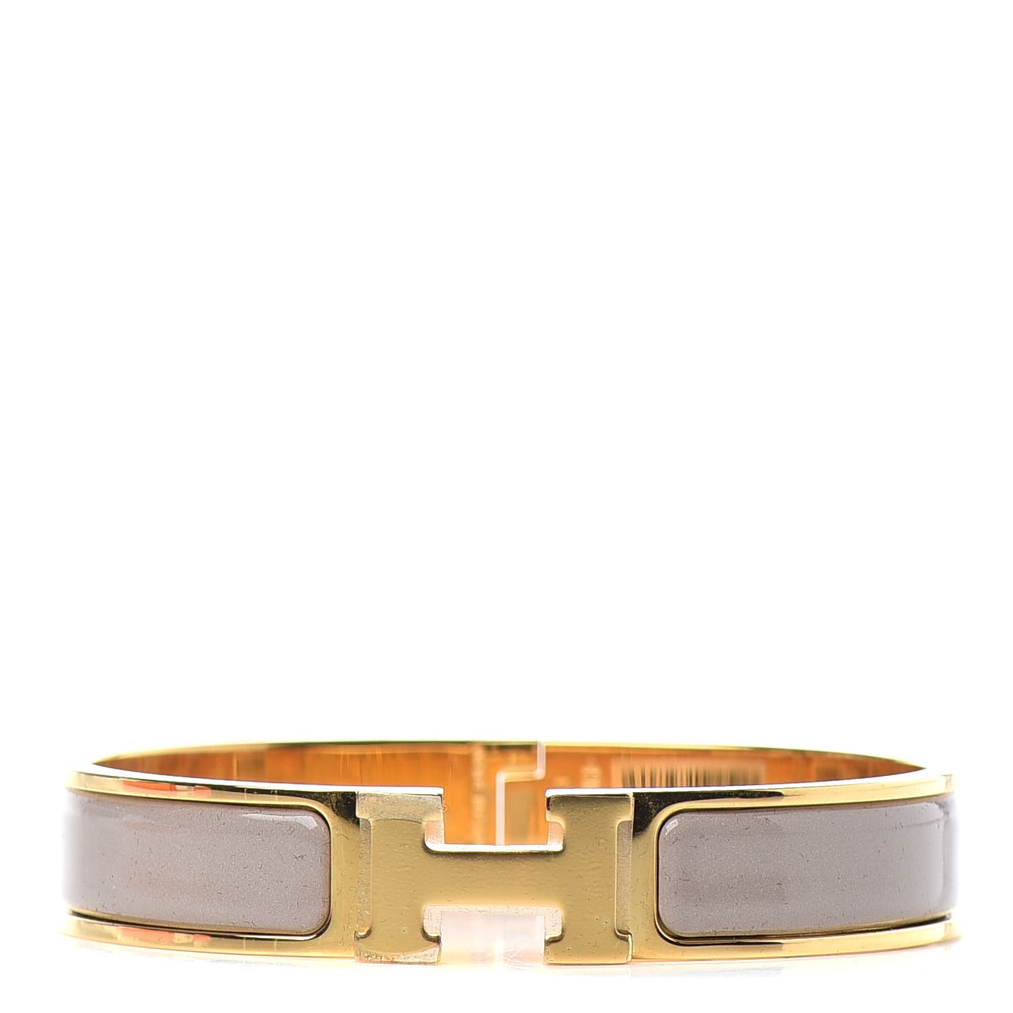 Enamel Narrow Clic Clac H Bracelet GM Marron Glace
