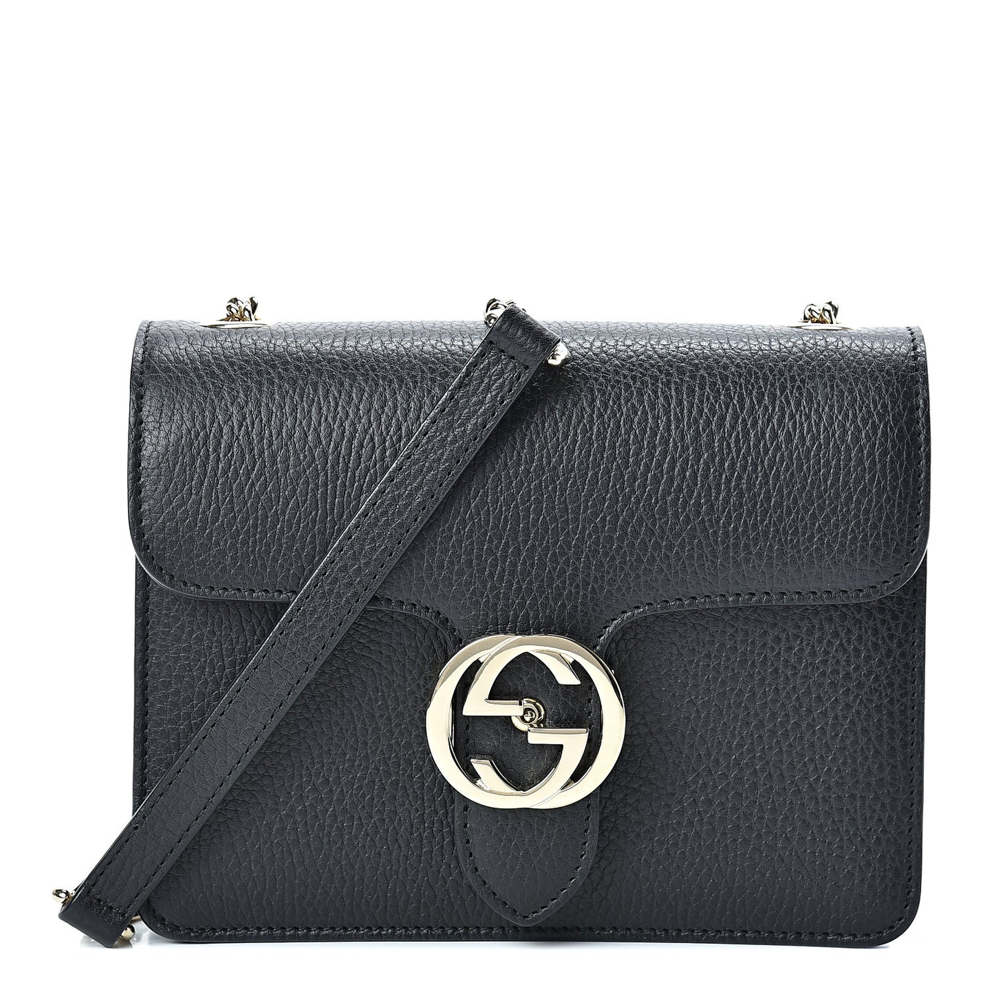 Dollar Calfskin Small Interlocking G Shoulder Bag Black