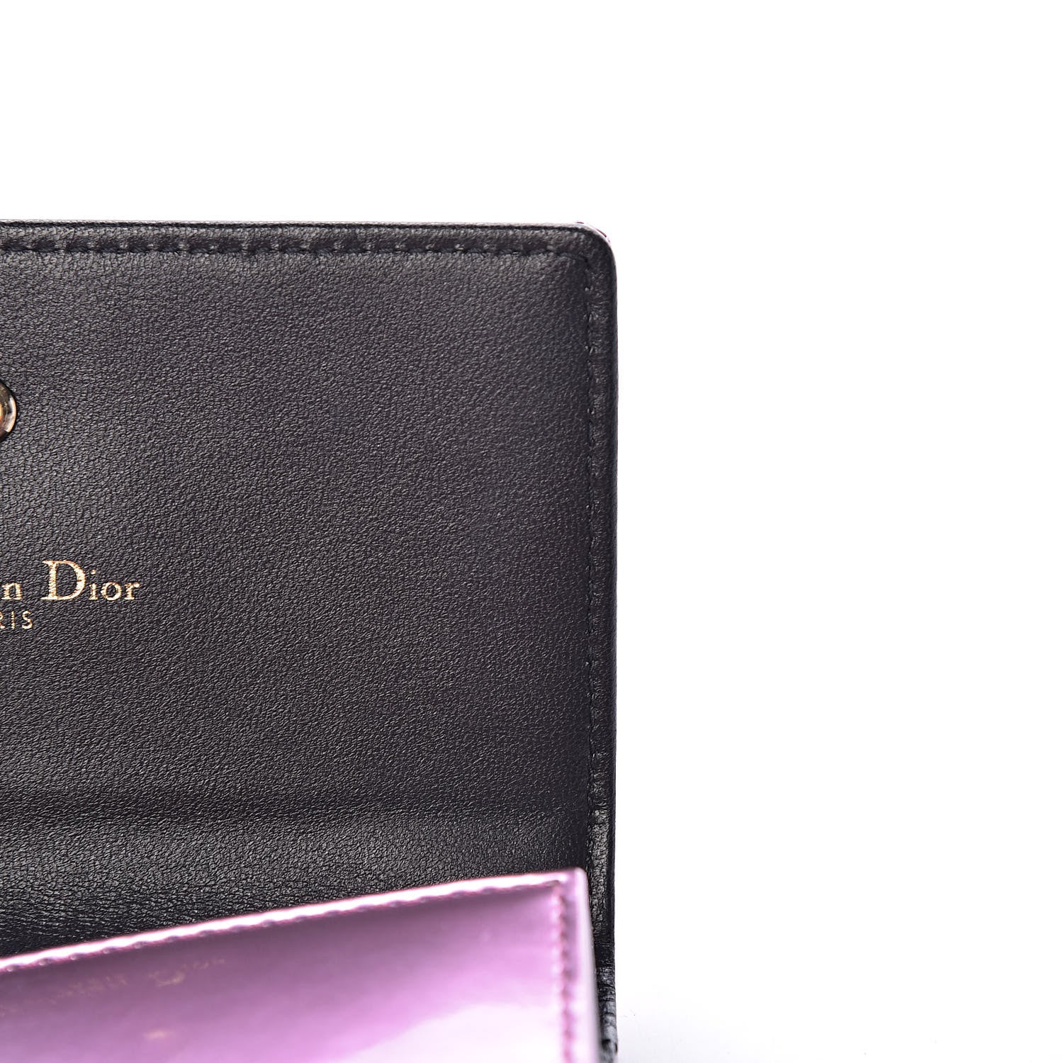 Christian Dior Metallic Patent Micro-Cannage Diorama Elancee Wallet Pink 7 of 12