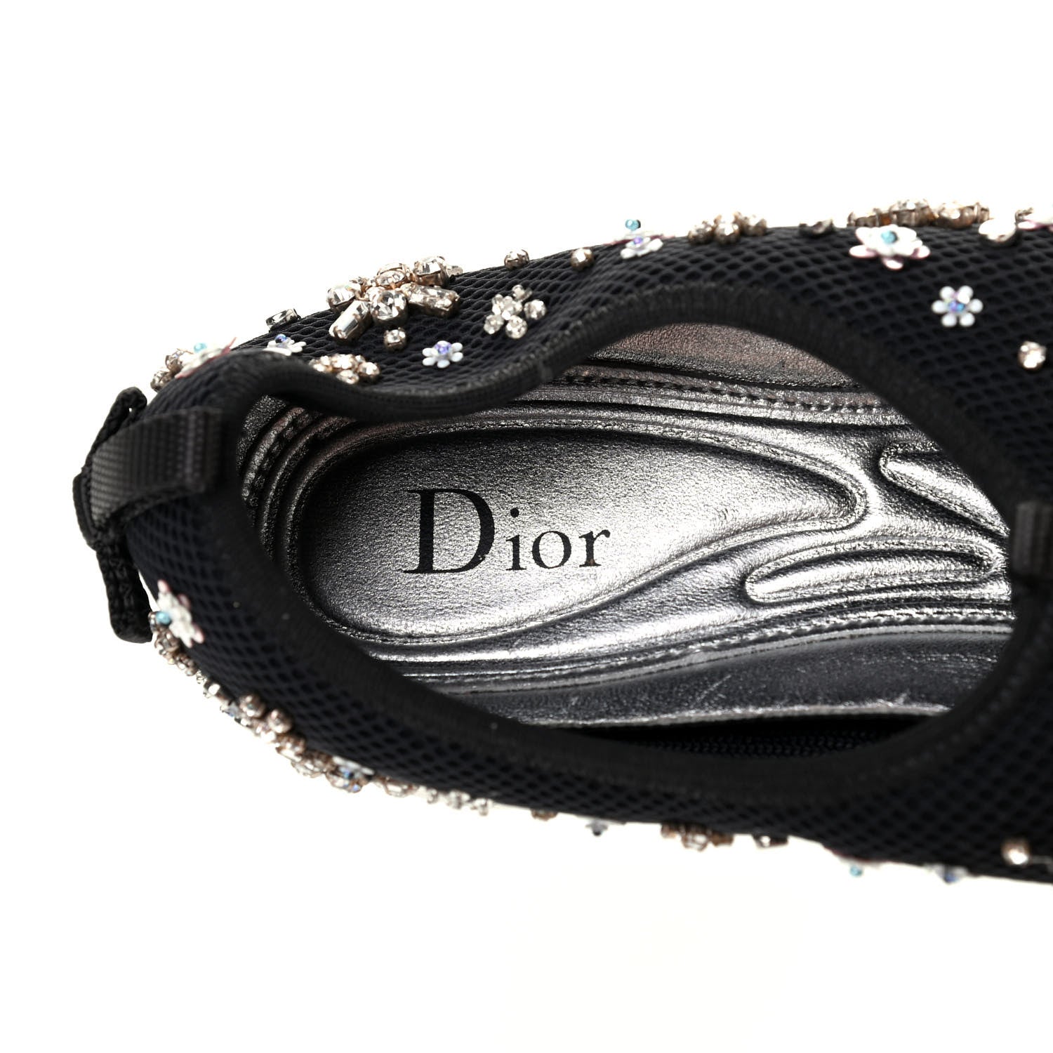 Christian Dior Technical Canvas Embellished Dior Fusion Sneakers 38.5 Black White 6 of 7