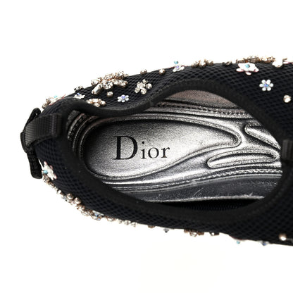 Christian Dior Technical Canvas Embellished Dior Fusion Sneakers 38.5 Black White 6 of 7