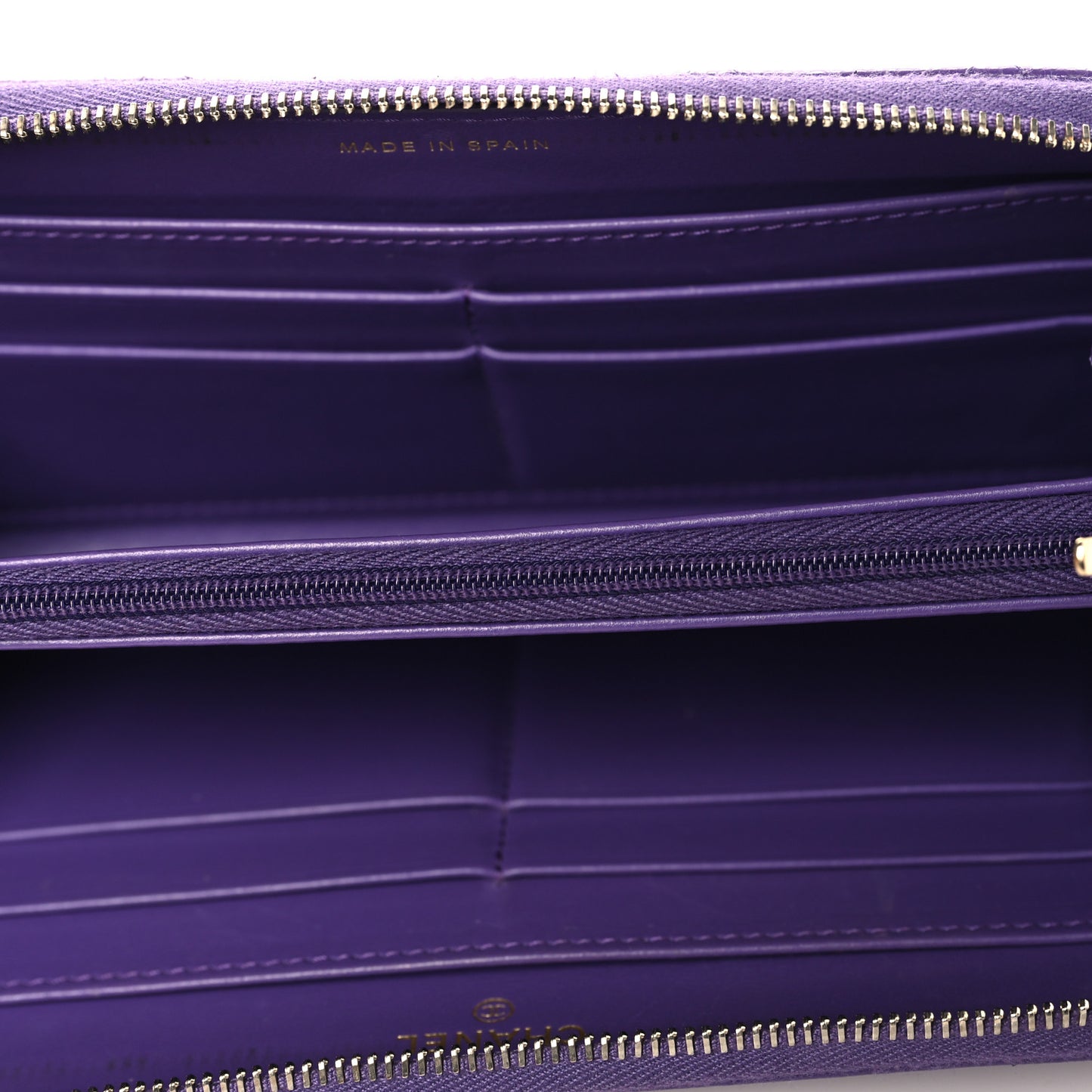 Caviar Quilted Large Gusset Zip Around Wallet Purple