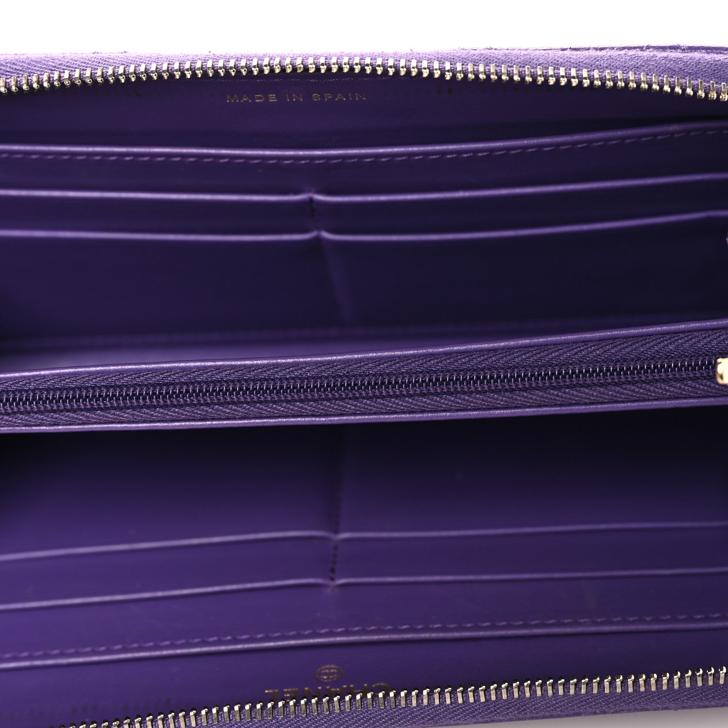 Chanel Caviar Quilted Large Gusset Zip Around Wallet Purple 5 of 9