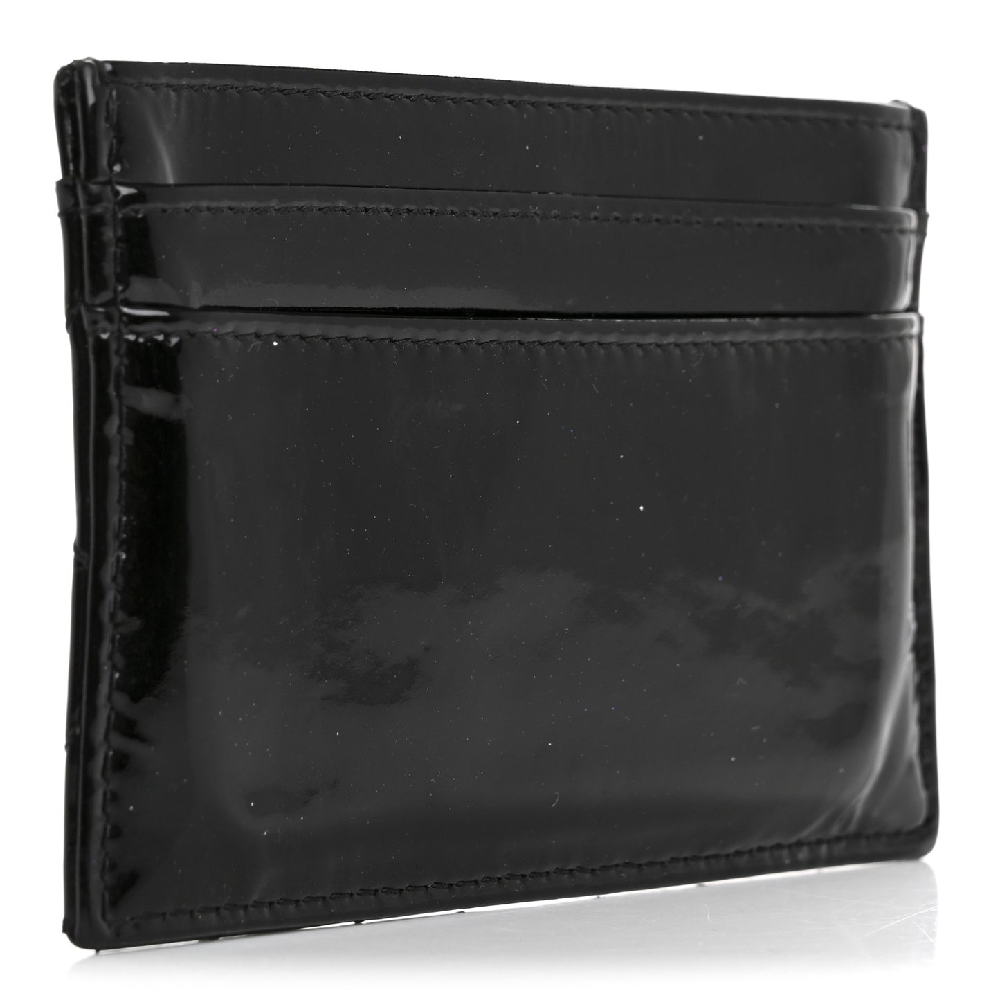 Patent Quilted Brilliant Card Holder Black
