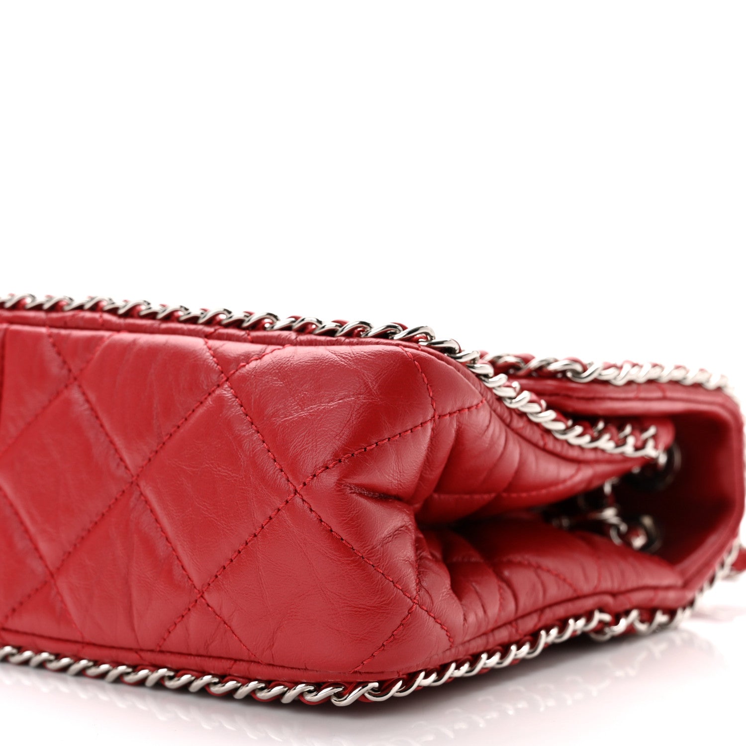 Chanel Crumpled Calfskin Medium Chain All Over Flap Red 10 of 11