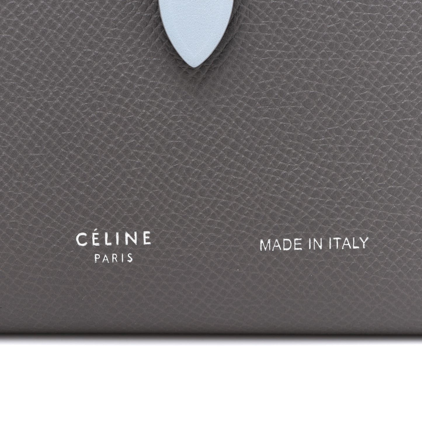 Grained Calfskin Medium Multifunction Strap Wallet Grey Blue