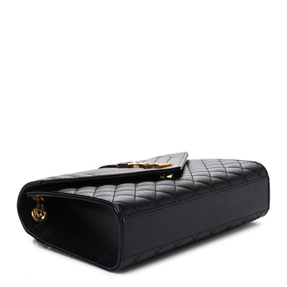 Saint Laurent Grain De Poudre Textured Mixed Matelasse Triquilt Medium Monogram Satchel Black 3 of 10