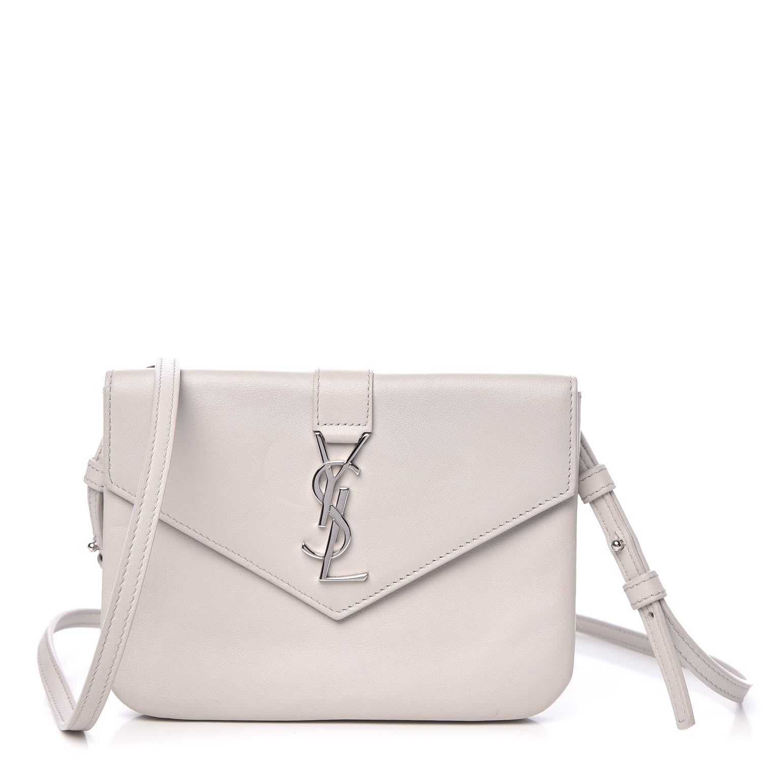 Saint Laurent Calfskin Monogram Tri Pocket Crossbody Bag Grey 1 of 11
