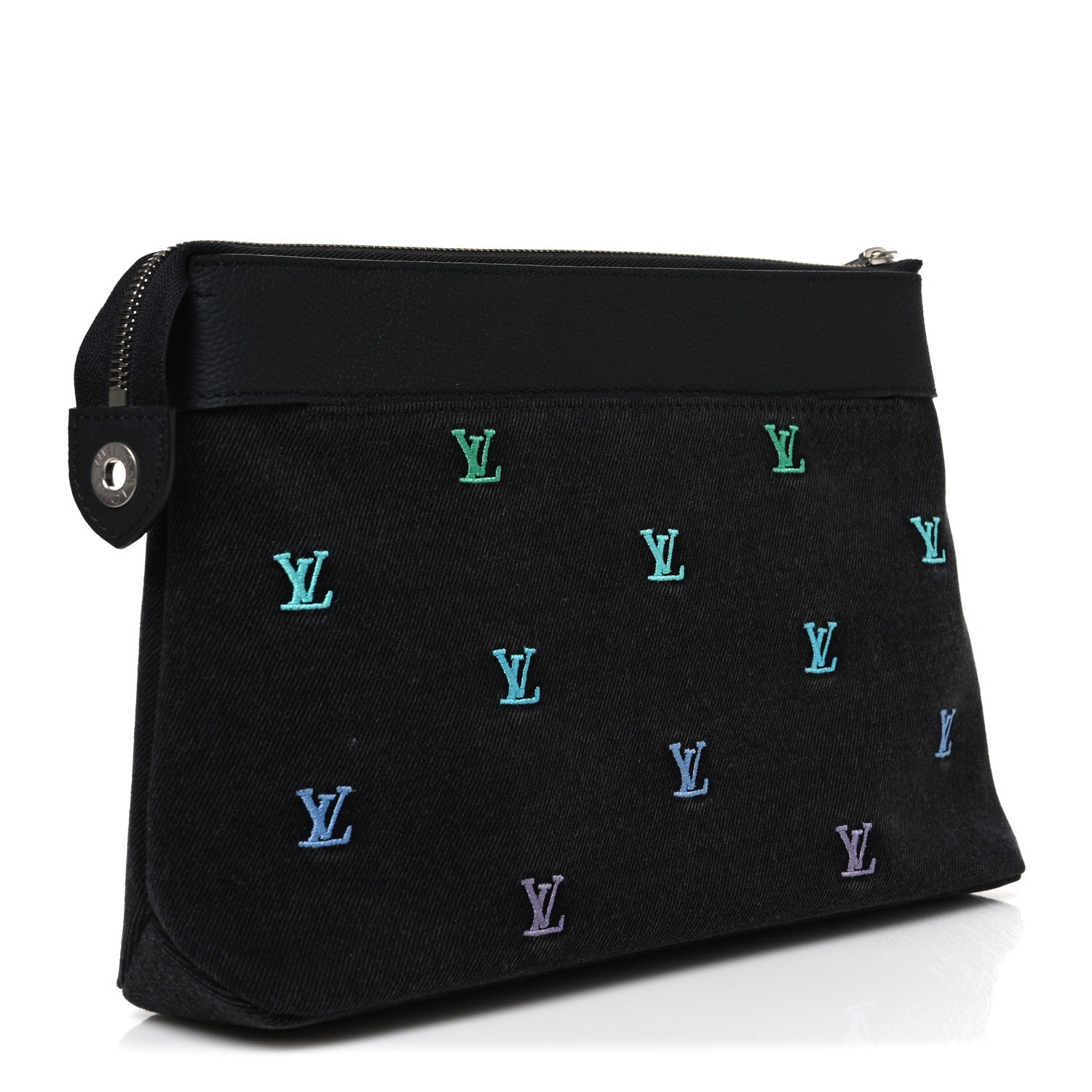 Louis Vuitton Blason Denim Pochette Voyage Souple Black Gradient Blue 3 of 6