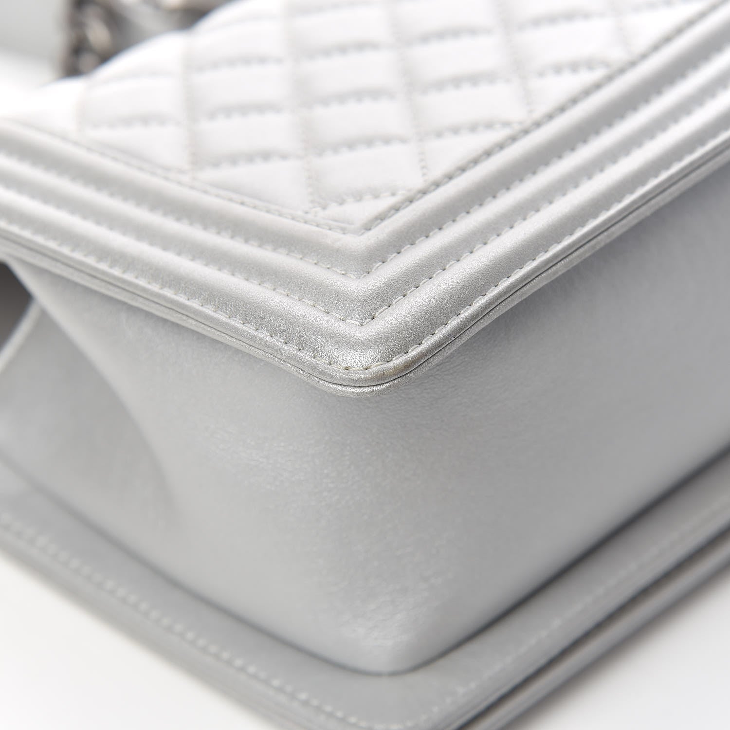 Chanel Metallic Calfskin Quilted Medium Boy Flap Silver 14 of 16