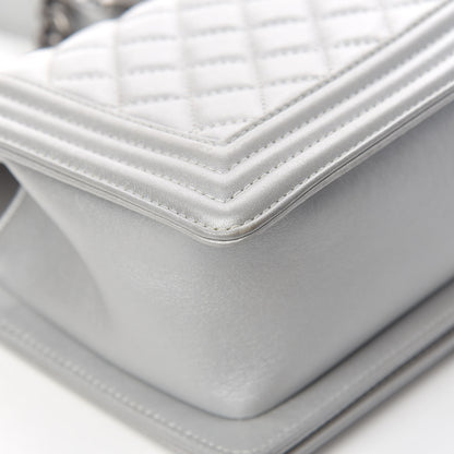 Chanel Metallic Calfskin Quilted Medium Boy Flap Silver 14 of 16