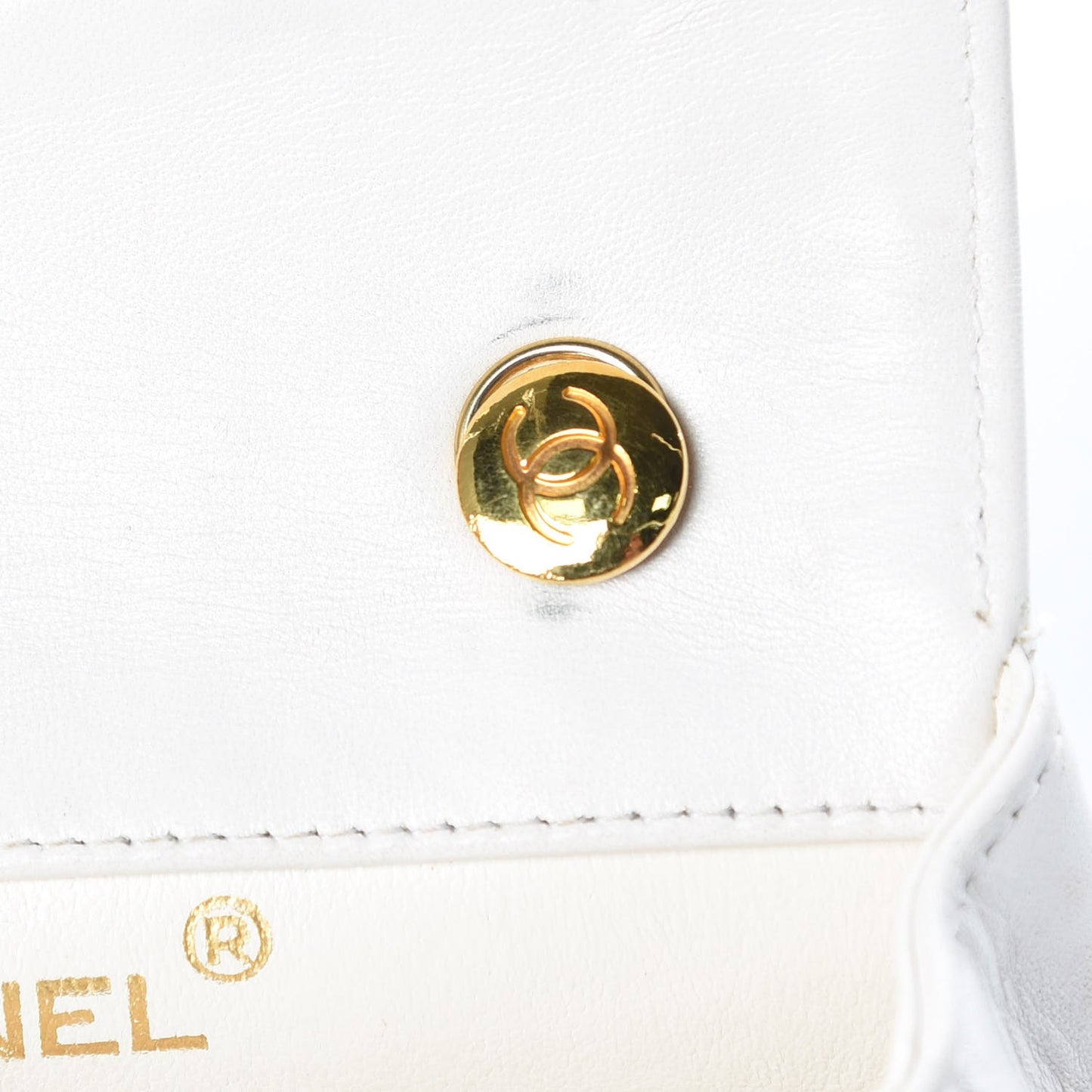Lambskin Quilted Extra Mini Flap White