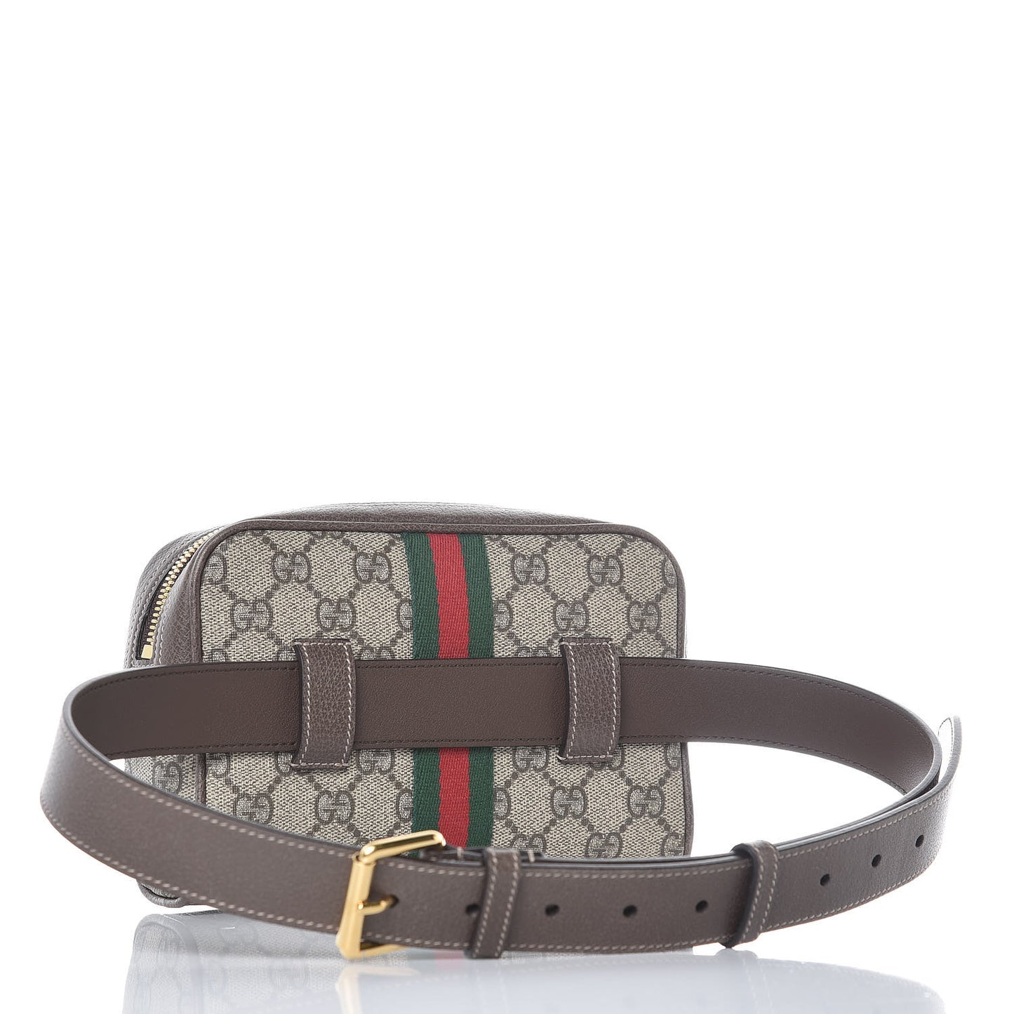 GG Supreme Monogram Web Small Ophidia Belt Bag 85 34 Dark Brown
