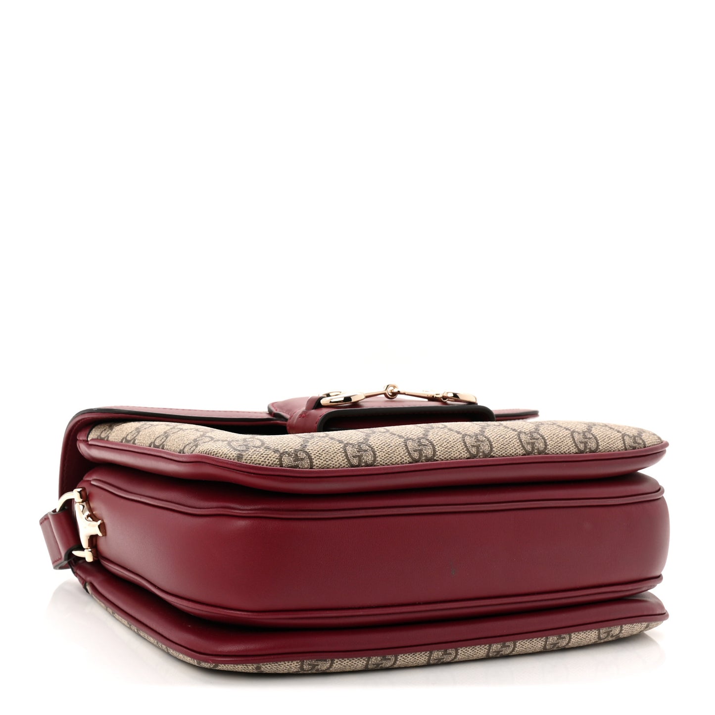 GG Supreme Monogram Horsebit 1955 Soft Small Shoulder Bag Beige Ebony Rosso Ancora