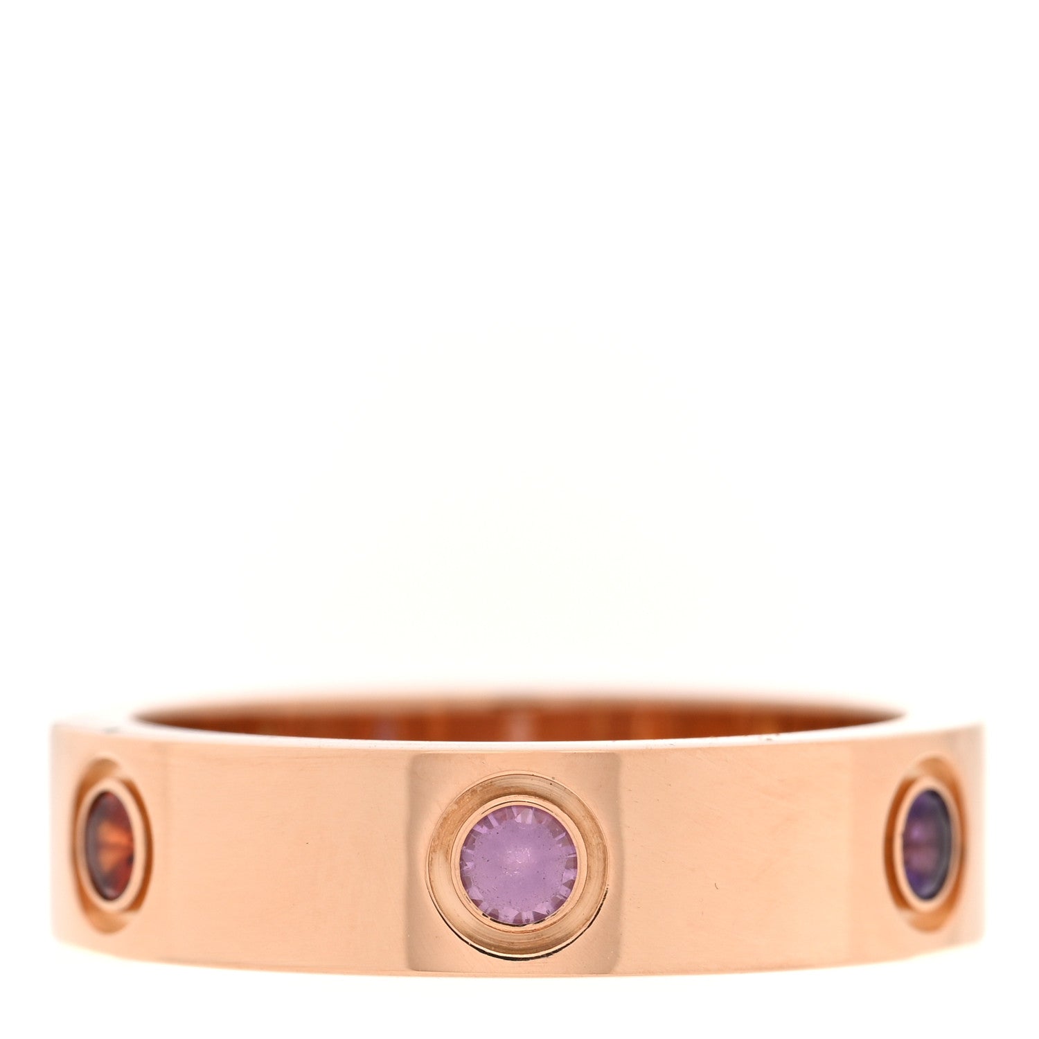 Cartier 18K Pink Gold Sapphire Garnet Amethyst 5.5mm LOVE Ring 58 8.5 1 of 5