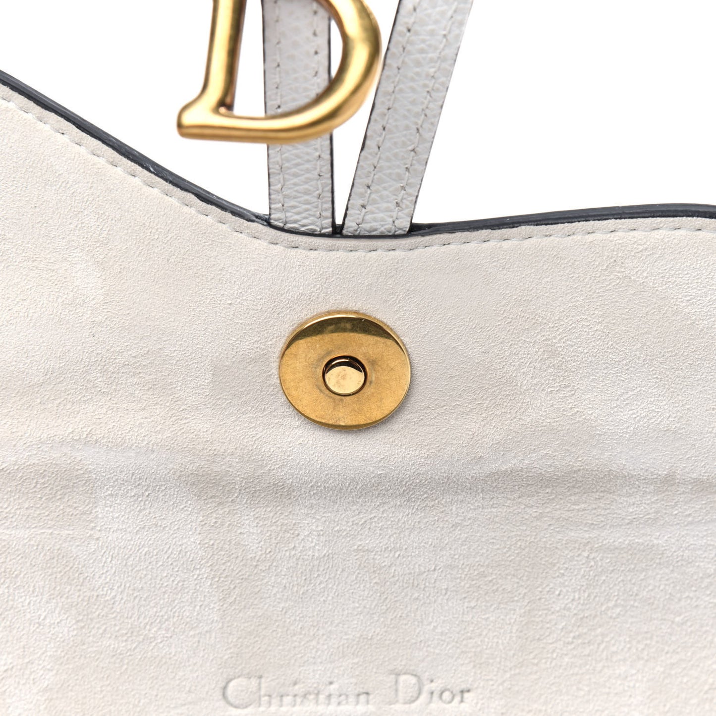 Grained Calfskin Saddle Belt Bag White