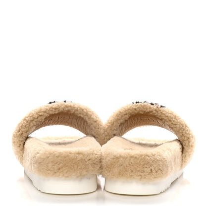 Gucci Shearling Womens Eileen Slide Sandals 38 Cocoa Butterscotch 6 of 11