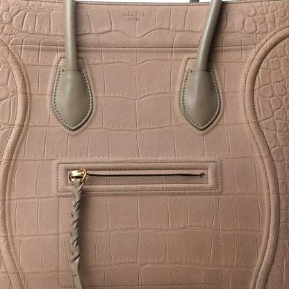 Celine Crocodile Embossed Nubuck Medium Phantom Luggage Beige 10 of 10