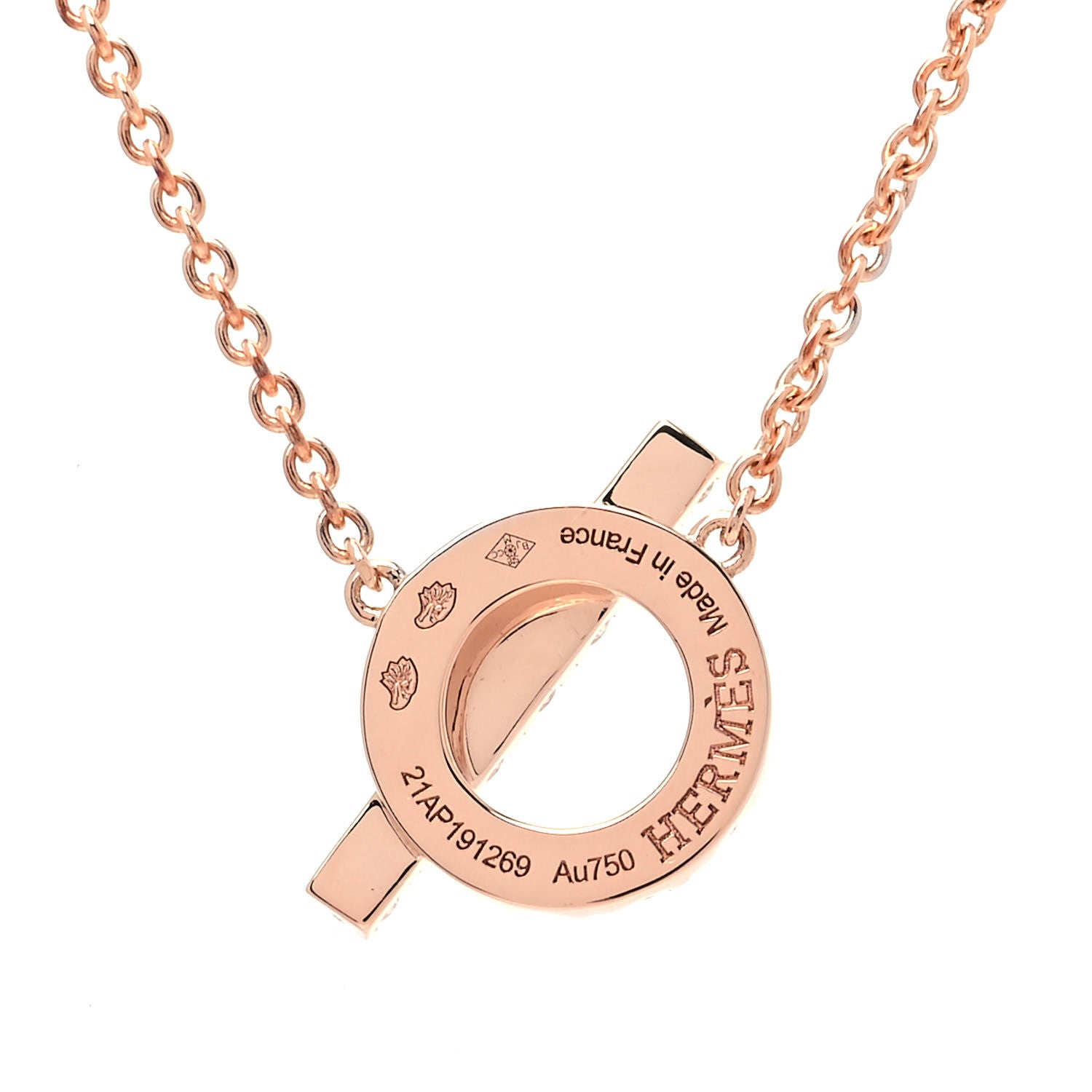 Hermes 18K Rose Gold Diamond Finesse Pendant Necklace 5 of 6