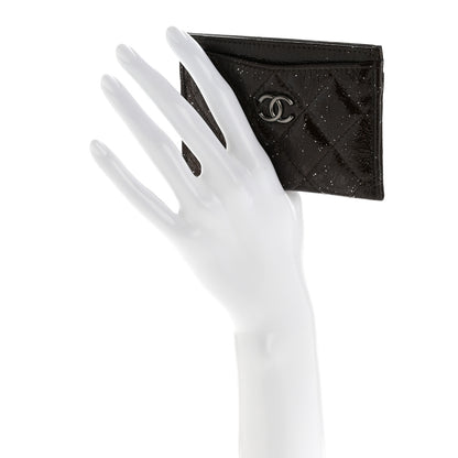 Chanel Distressed Patent Quilted Card Holder Dark Brown 2 of 9