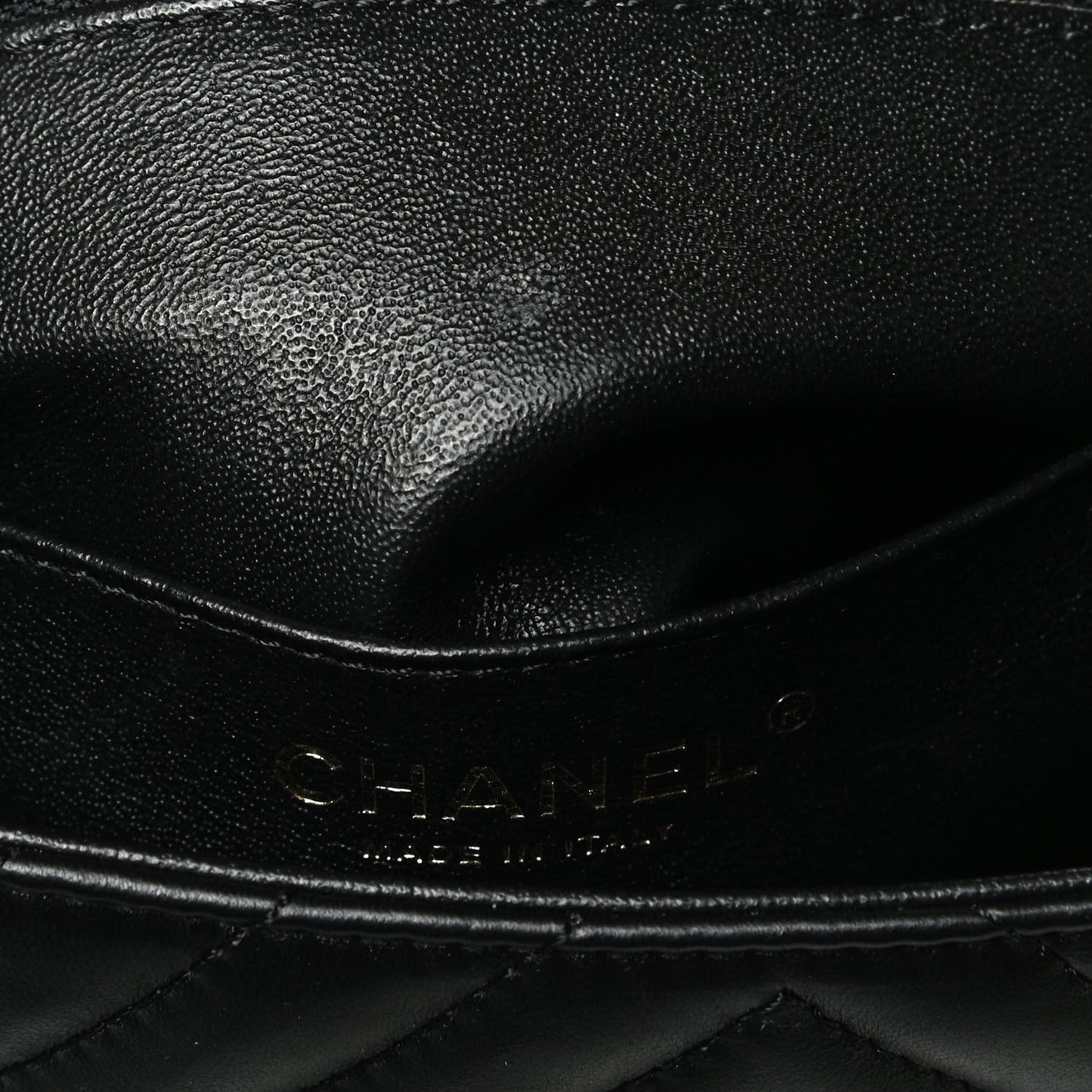 Lambskin Reverse Chevron Quilted Round Top Handle Flap Black