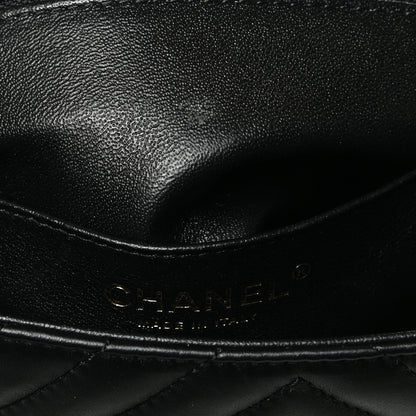 Chanel Lambskin Reverse Chevron Quilted Round Top Handle Flap Black 13 of 14