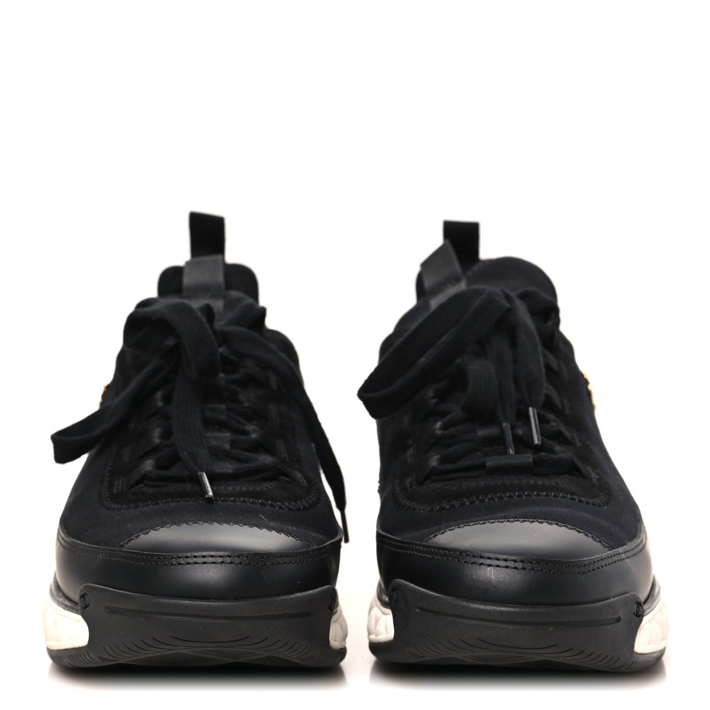Velvet Calfskin Mixed Fibers CC Sneakers 40 Black