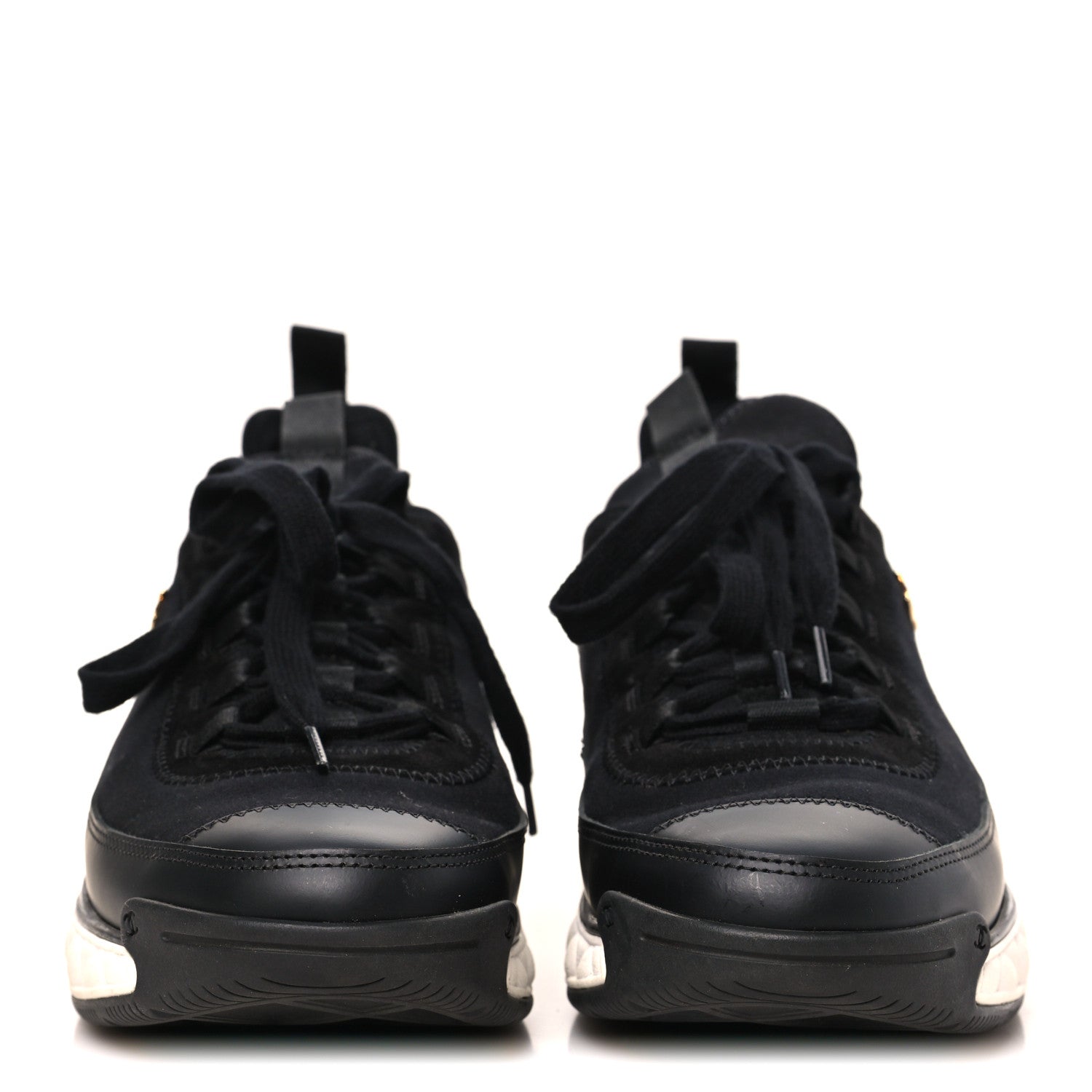 Chanel Velvet Calfskin Mixed Fibers CC Sneakers 40 Black 3 of 9