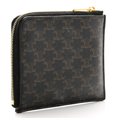 Celine Triomphe Canvas Zipped Purse With Removable Card Holder Black Tan 4 of 7