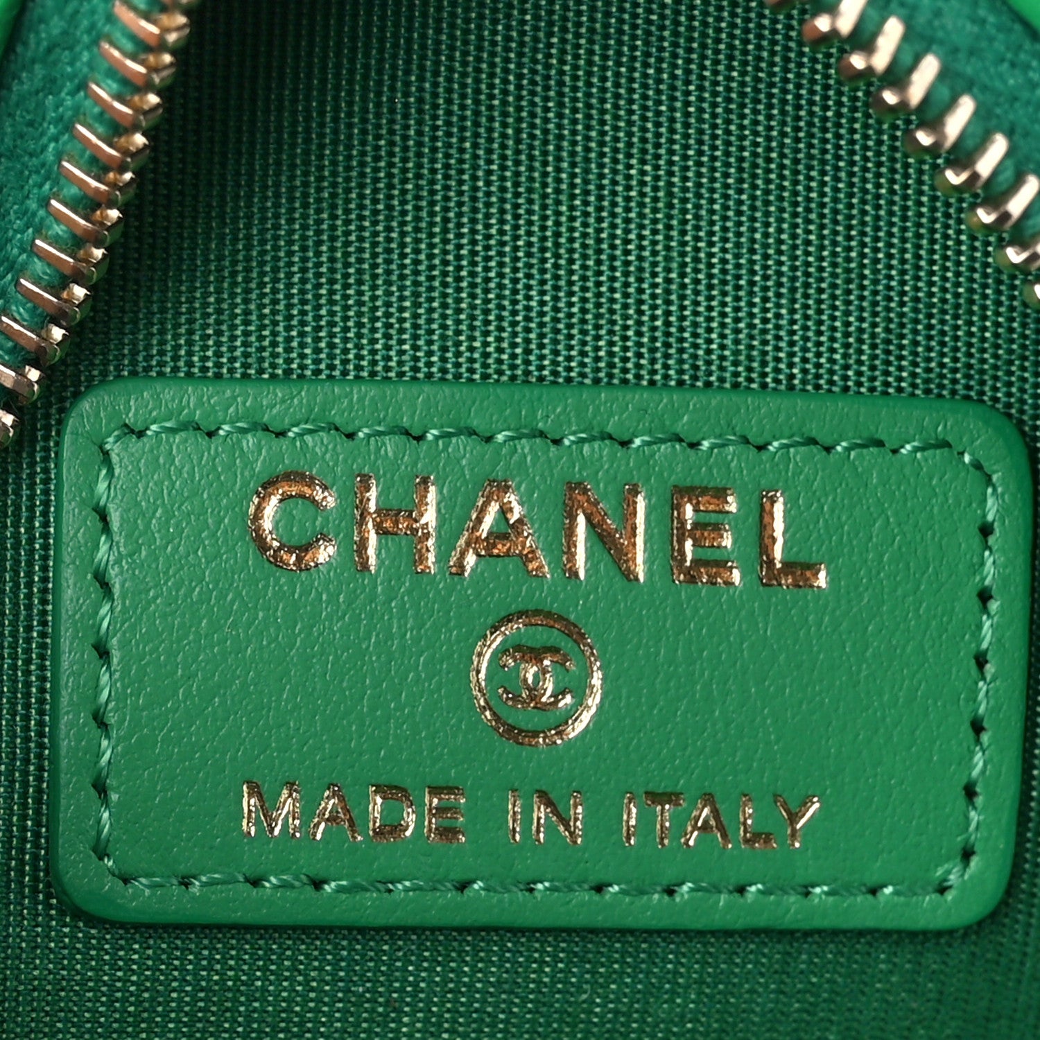 Chanel Goatskin Quilted Chanel 19 Round Clutch With Chain Green 6 of 10