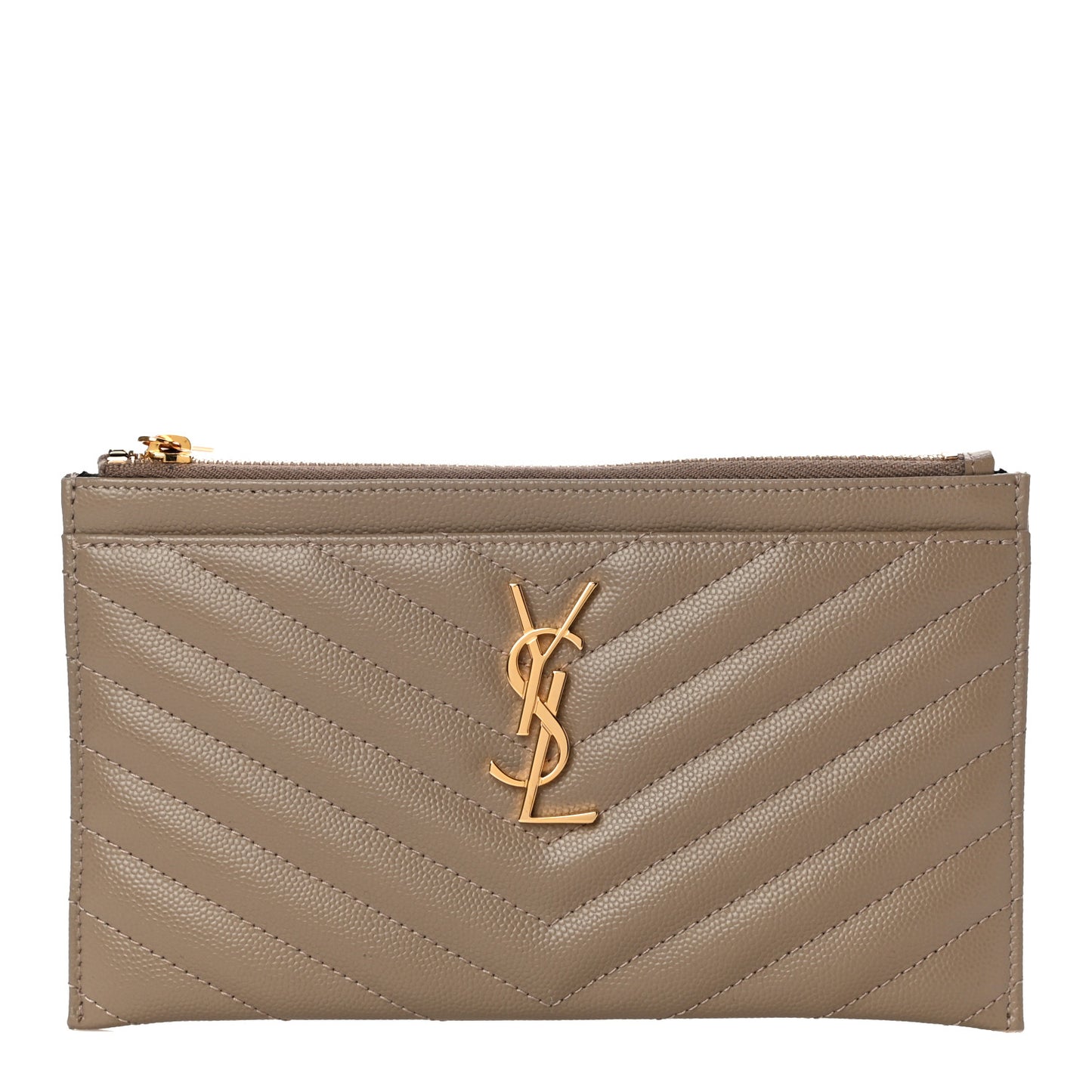 Grain De Poudre Chevron Monogram Bill Pouch Dark Beige