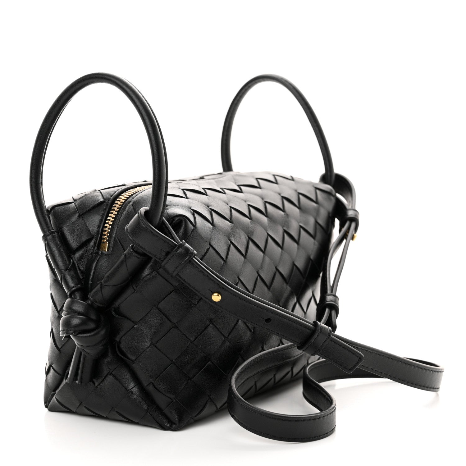 Bottega Veneta Calfskin Intrecciato Small Loop Top Handle Black 4 of 13
