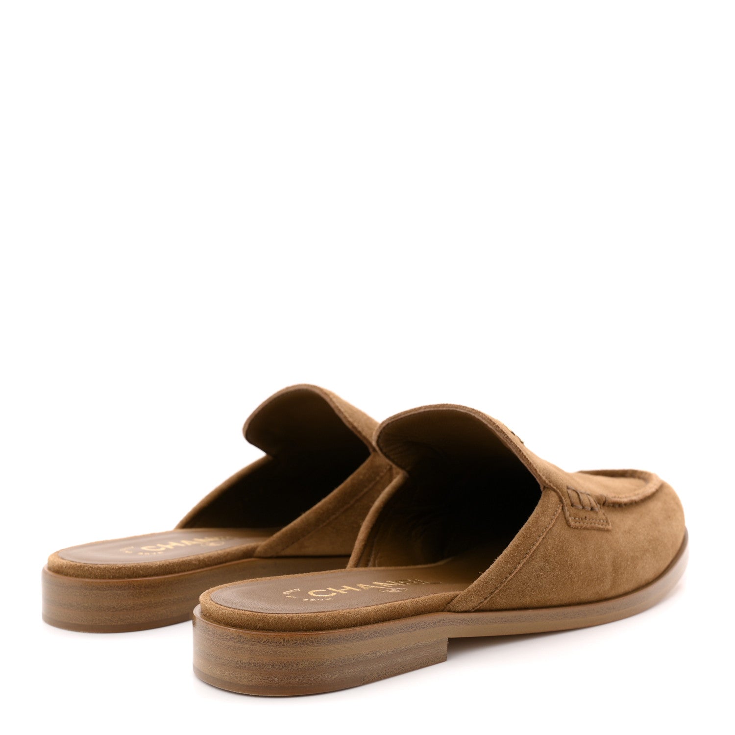 Chanel Suede Calfskin CC Mules 39 Dark Beige 1842149 – FASHIONPHILE