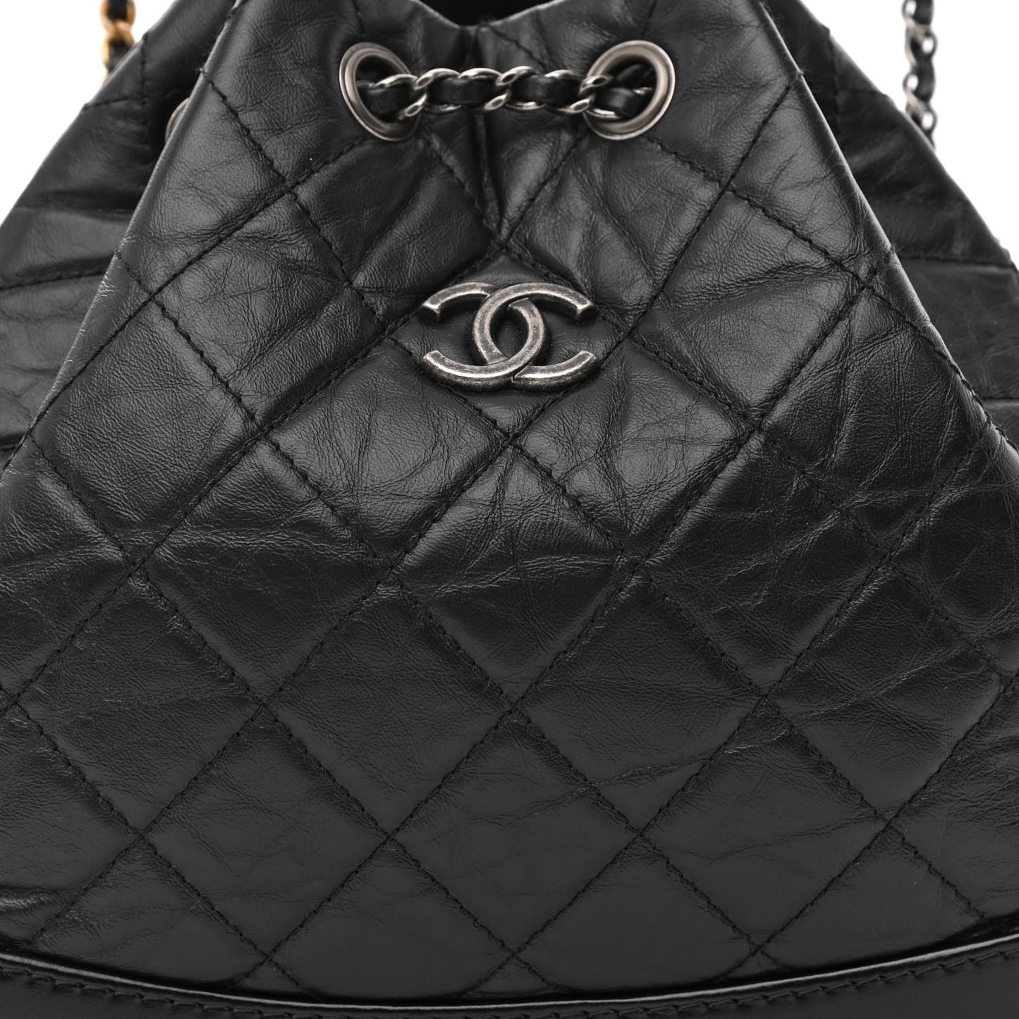 Aged Calfskin Quilted Small Gabrielle Backpack Black