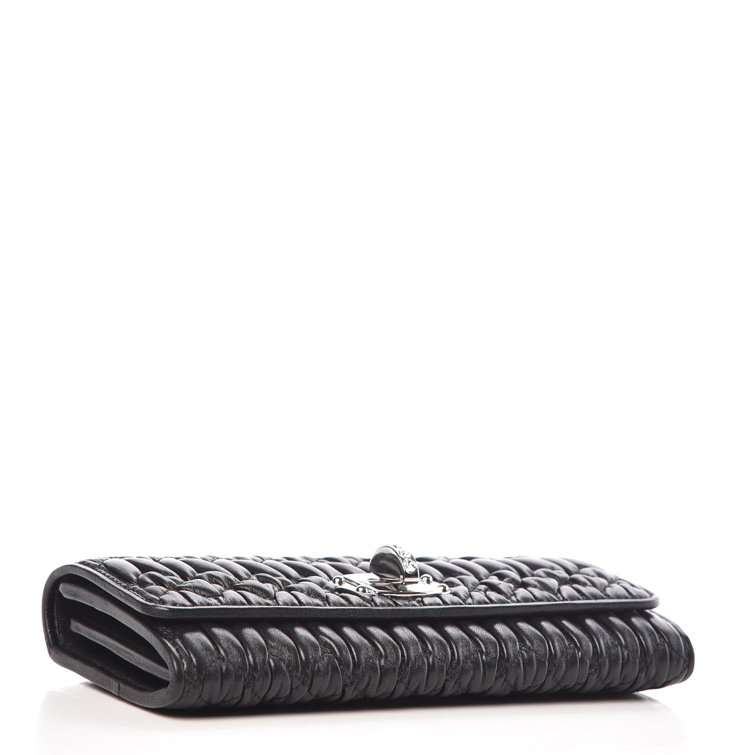 Miu Miu Nappa Matelasse Flap Wallet Black 5 of 9