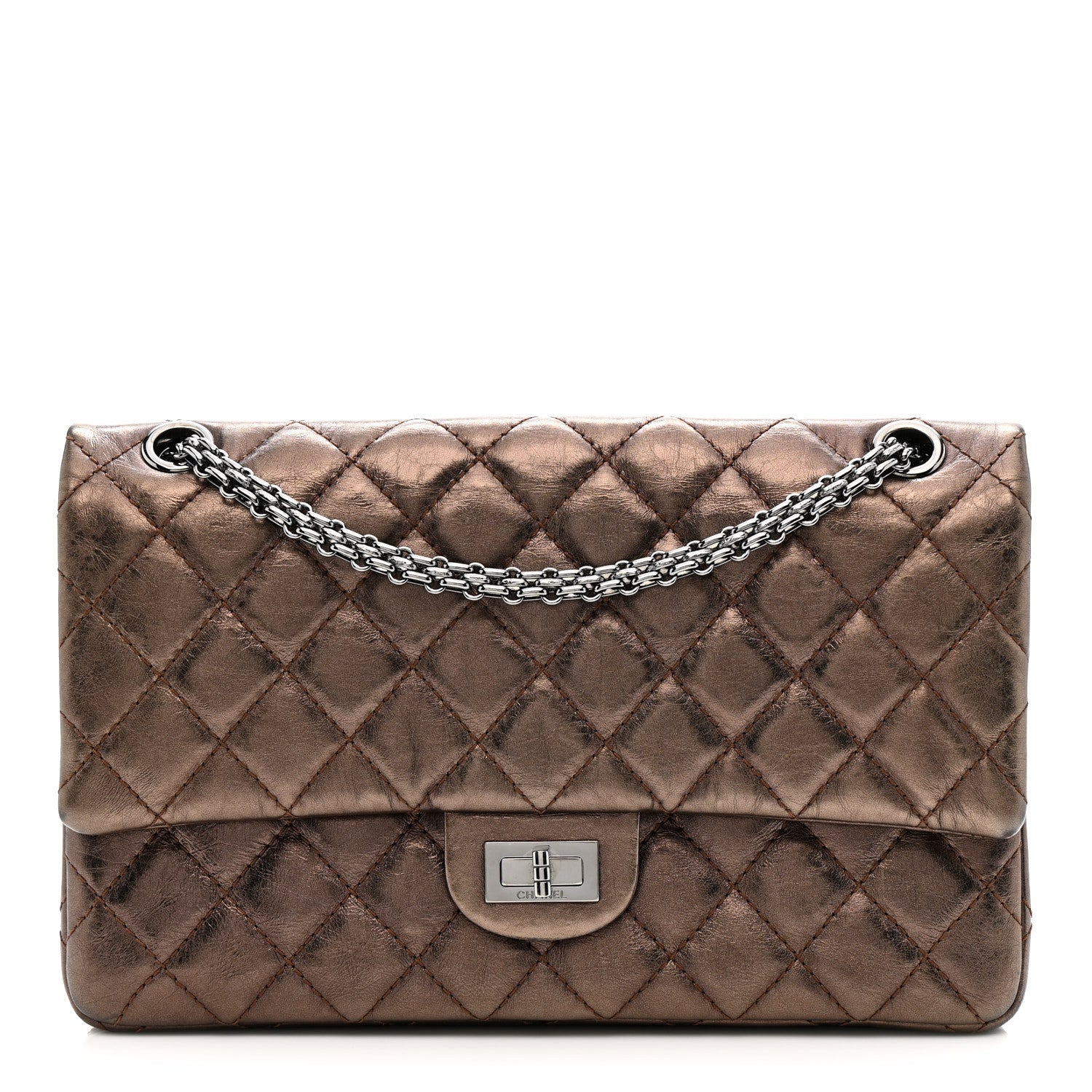 Chanel Metallic Aged Calfskin Quilted 2.55 Reissue 226 Flap Bronze 1 of 11