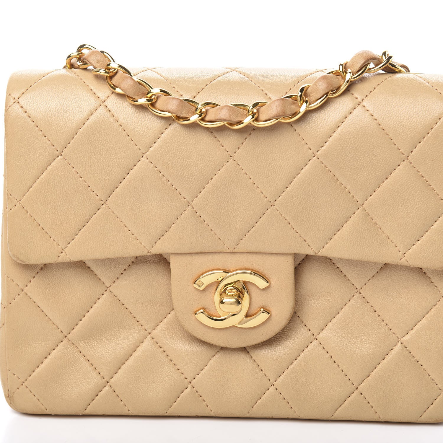 Chanel Lambskin Quilted Mini Square Flap Beige 8 of 18