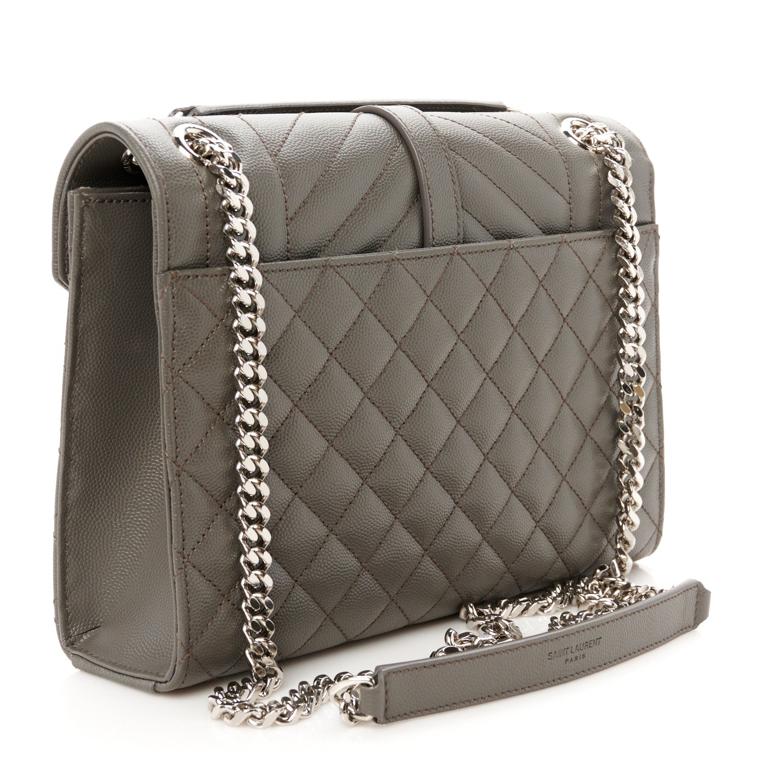 Saint Laurent Grain De Poudre Textured Mixed Matelasse Medium Triquilt Monogram Satchel Earth 3 of 11