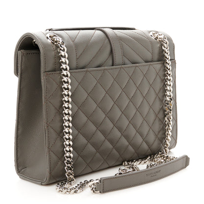 Saint Laurent Grain De Poudre Textured Mixed Matelasse Medium Triquilt Monogram Satchel Earth 3 of 11