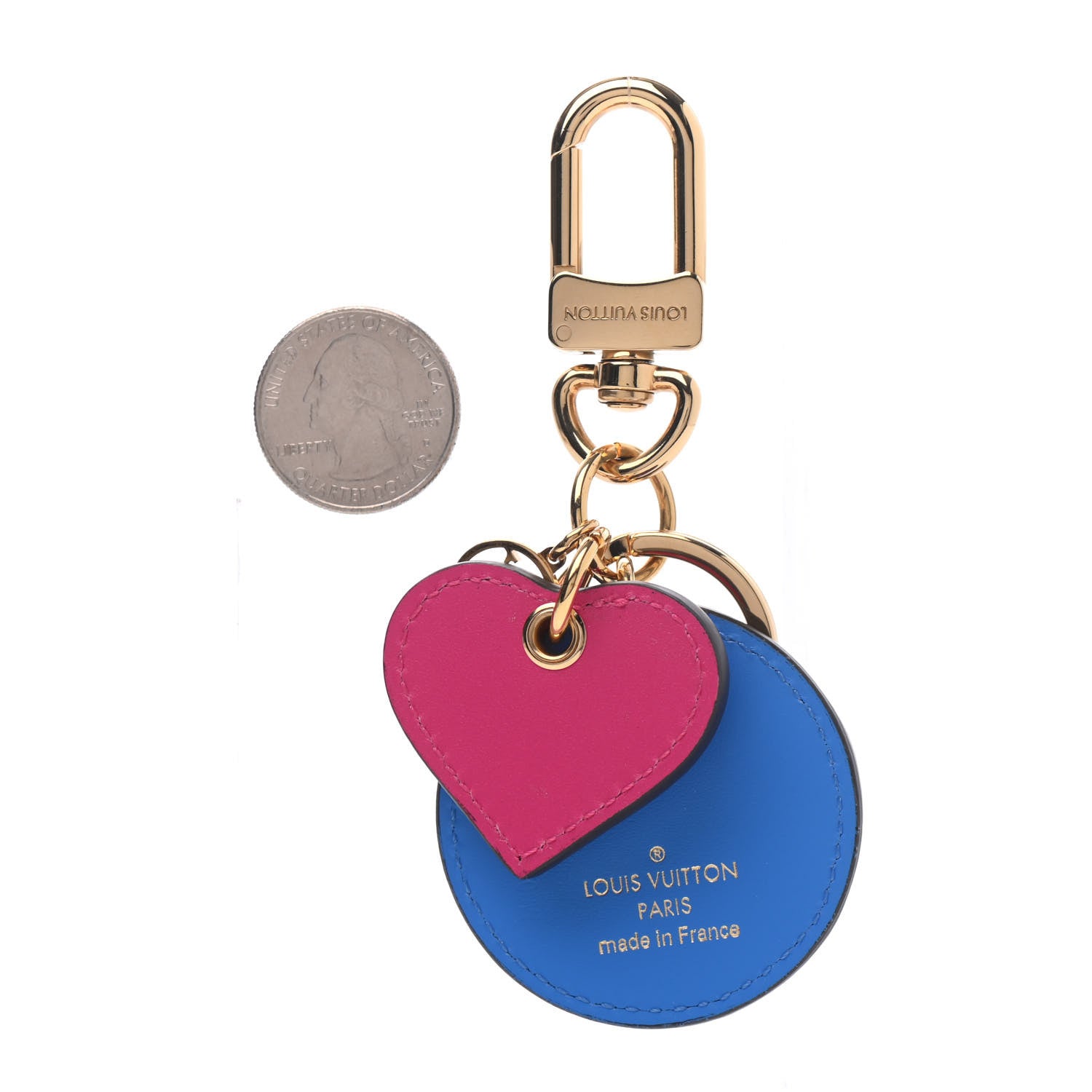 Louis Vuitton Vernis Valentine Heart Bag Charm Key Ring Fuchsia Light Blue 2 of 3
