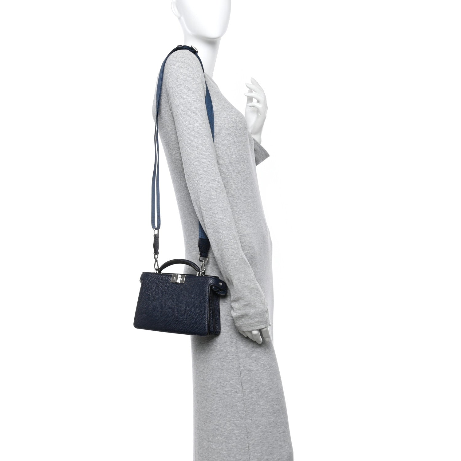 Fendi Cuoio Romano Vitello Cover Bi-Color Peekaboo I See U X Cross Satchel Navy 2 of 11