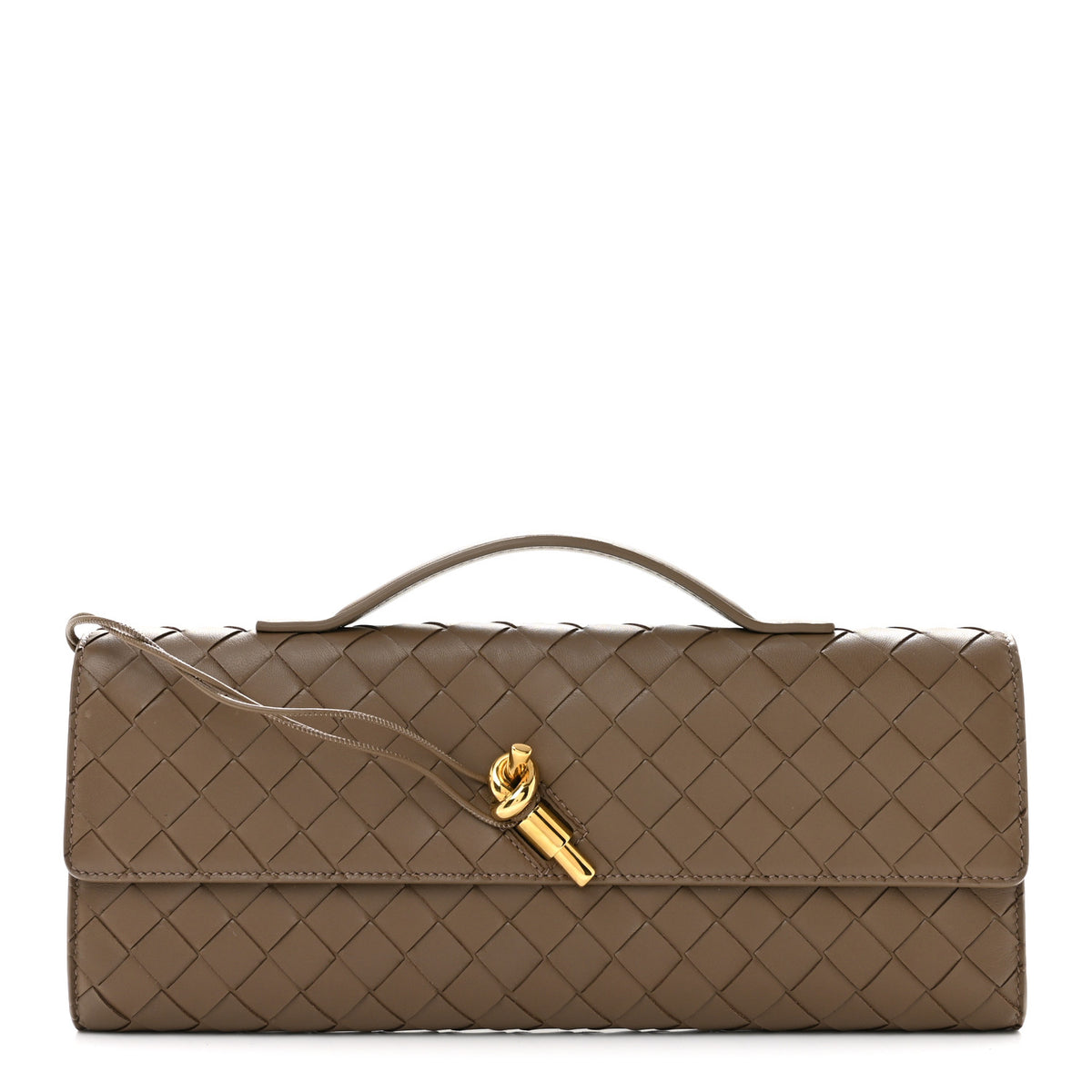 Nappa Intrecciato Long Andiamo Top Handle Clutch Pinecone