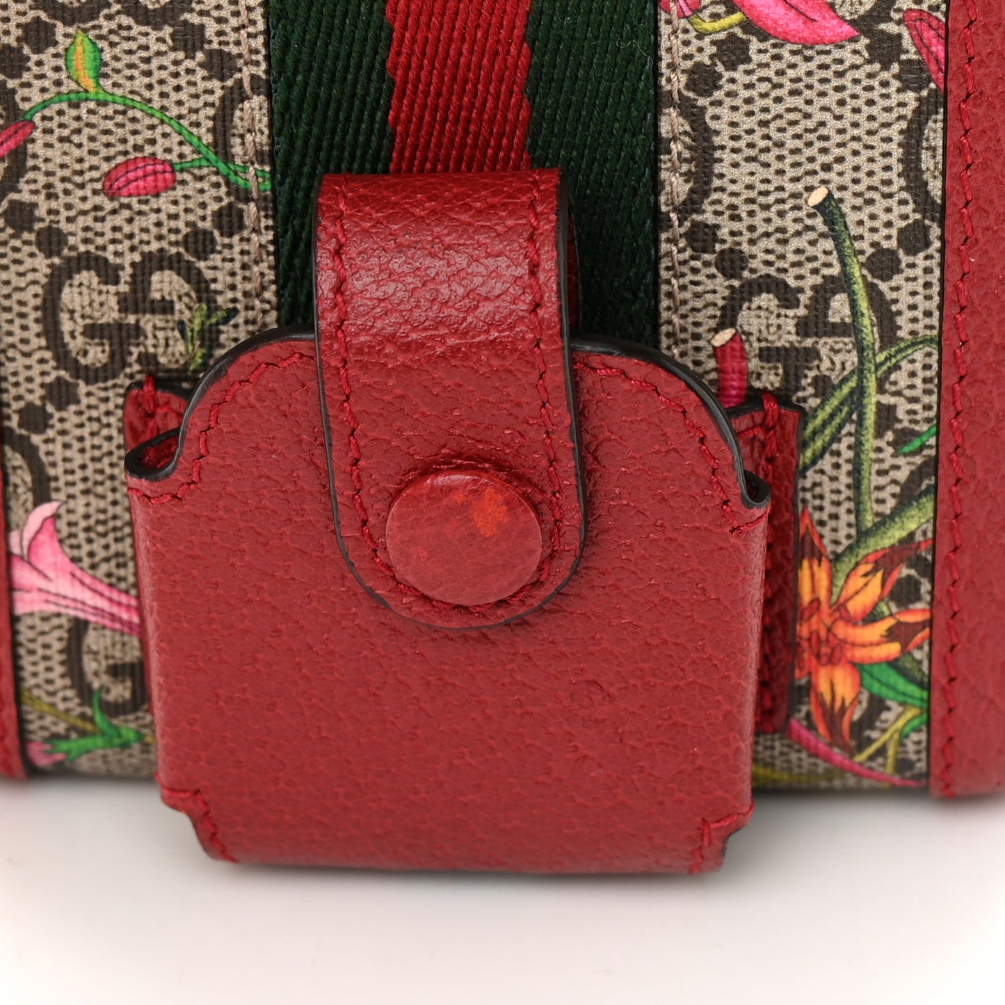 GG Supreme Monogram Flora Ophidia Phone Case Crossbody Red